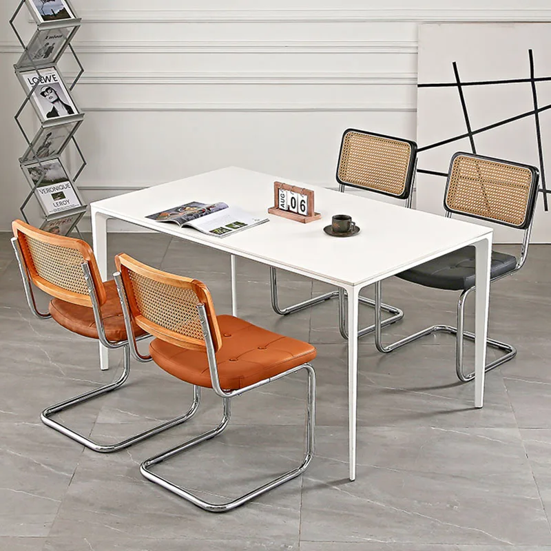 

Leather Comfortable Dining Chairs Rattan Metal Unique Dining Kitchen Chairs Lounge Garden Office Silla Comedor Home Furniture