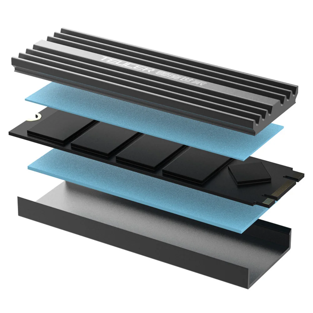 

TEUCER M2-LD02 M.2 SSD Heat Sink Cooling Fan 9mm M2 2280 Solid State Hard Disk Heat Radiator Aluminum Alloy with Thermal Pad