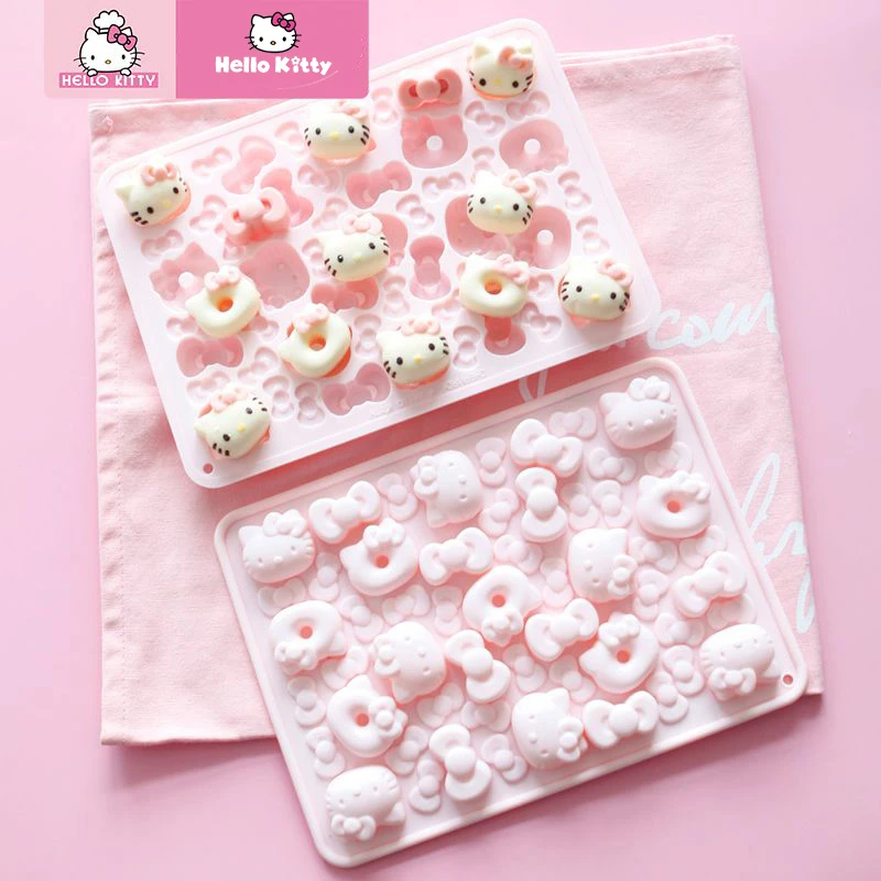

Sanrio Kawaii Hello Kitty Silicone Ice Tray Animation Mold Ice Artifact Diy Three-Dimensional Baking Tool Chocolate Pudding Home