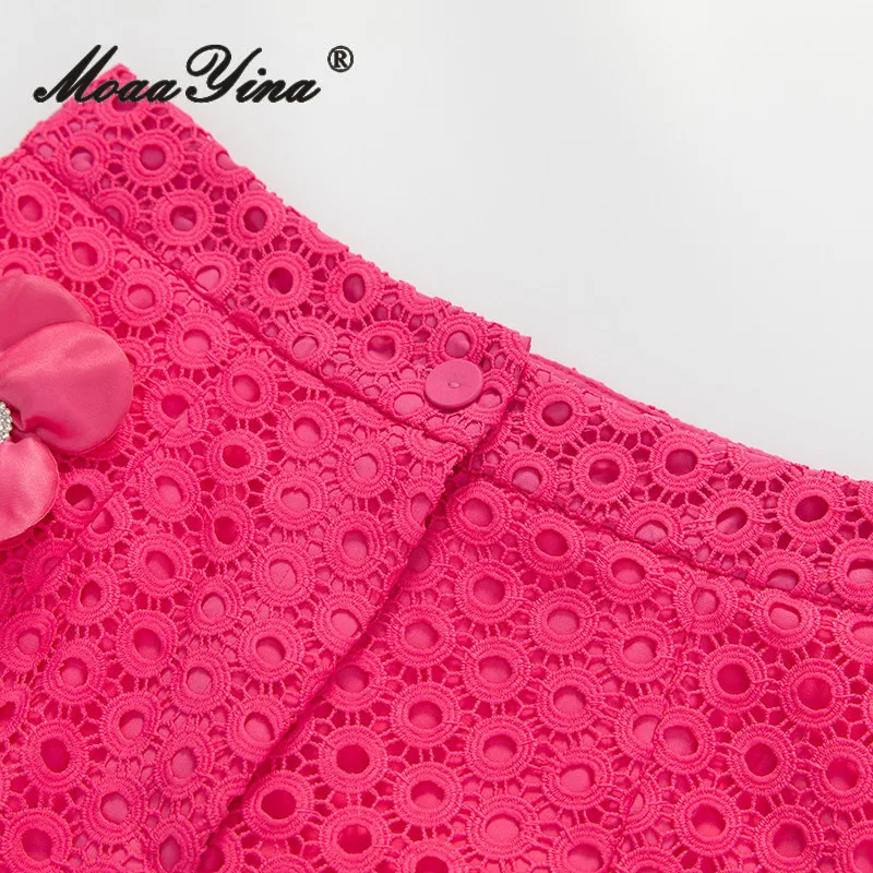 Модный дизайнерский комплект MoaaYina из двух предметов однотонные ажурные женские