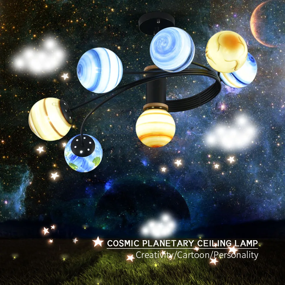 

Космическая Планетарная лампа, лампа для детской комнаты, лампа для защиты глаз для спальни мальчика, креативная мультяшная индивидуализир...
