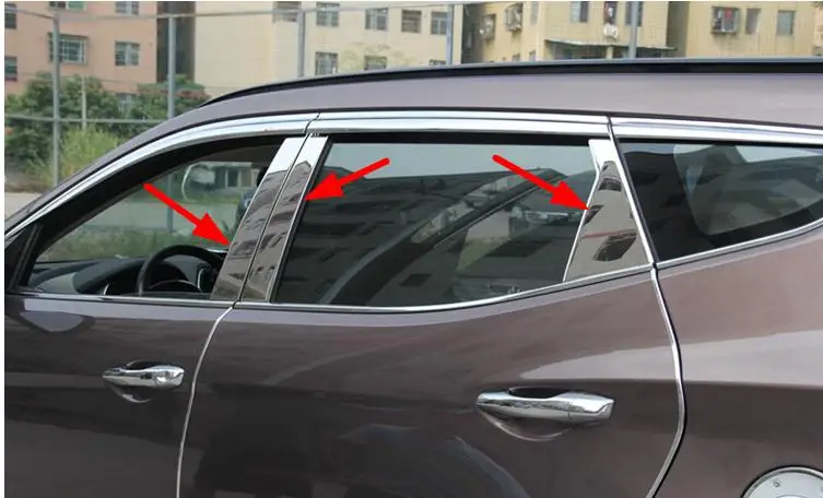

Для Hyundai Santa Fe ix45 2013 2014 2015 2016 2017 Высококачественная обшивка окон из нержавеющей стали (набор из 6 шт.)