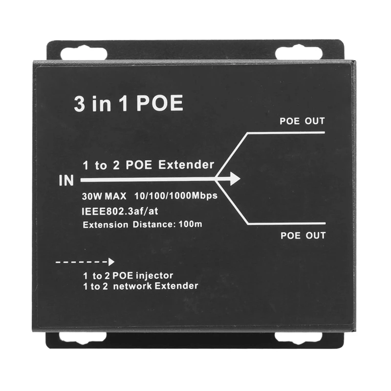 

1 Piece 3 In 1 Network POE Repeater POE Switch Signal Extender 10/100/1000Mbps Gigabit POE Extender