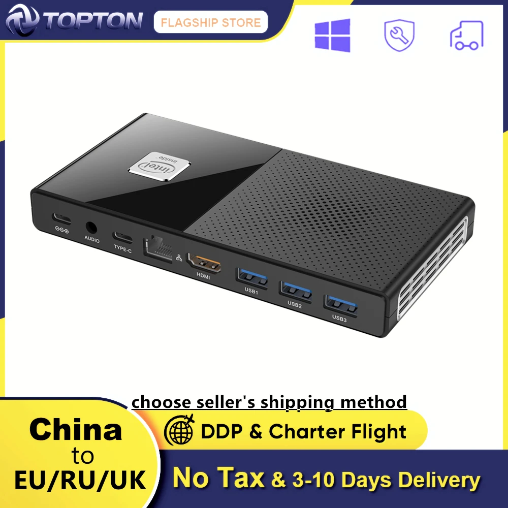 Мини-компьютер Topton M6 11 поколения Intel Windows Pro N6005 N5105 DDR4 2933 МГц NVMe карманный