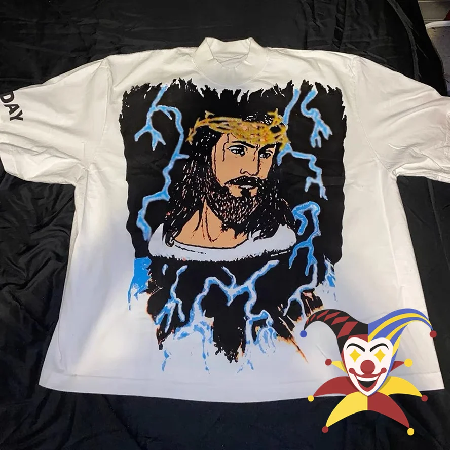 

Oversized Kanye West Jesus Is King Lightning T Shirt Men Women 1:1 High-Quality Chicago Limited T-shirt Top Tees