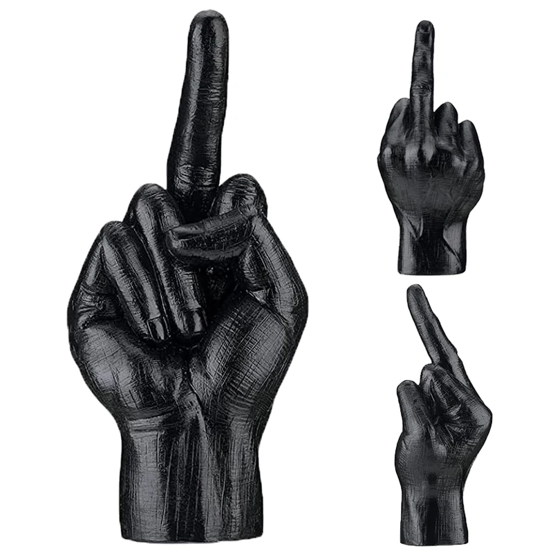 

Personalized Modern Home Decors Middle Finger Statue Ornament Resin Art Crafts Statue Gesture Figurine Sculpture Bookshelf Decor
