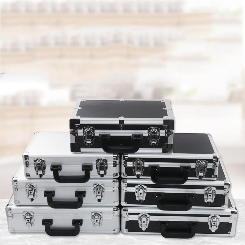 48x36.5x14.5cm Aluminum tool box Portable Instrument box Storage Case with Sponge Lining Handheld Impact resistant ToolBox