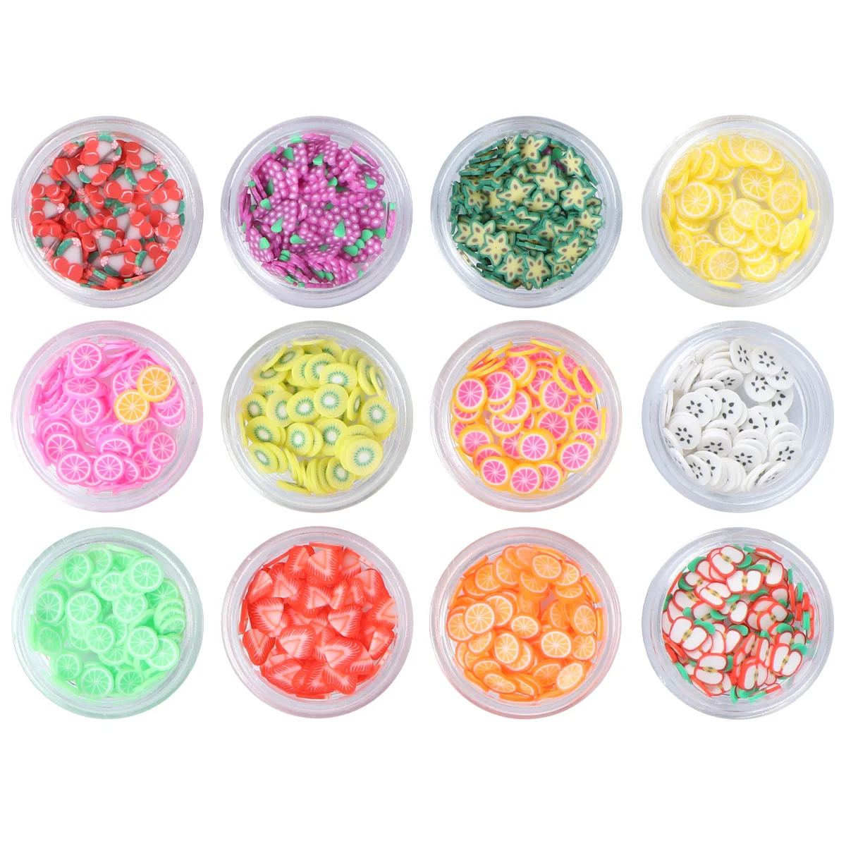 

1 Set Slice Fruit Clay Making Supply Nail Fruit Series 12 Kinds of Boxed Fruit Slices DIY Nail Decoration Random Style