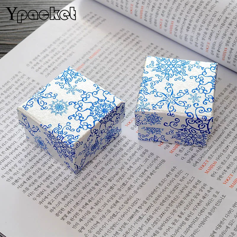 50PC Chinese Style Paper Coated Packing For Jewellery Silver Blue and White Porcelain Box  Necklace Pendant Earring Ring Packing