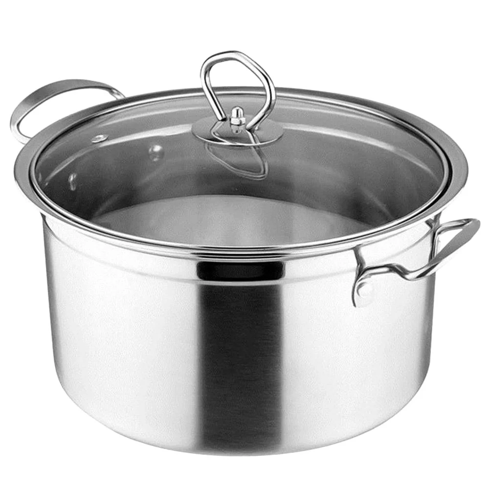 

Stock Pot Nonstick Cookware Camping Cookware Stainless Steel Steamer Pot Soup Pot Butter Sauce Pot Glass Lid Casserole