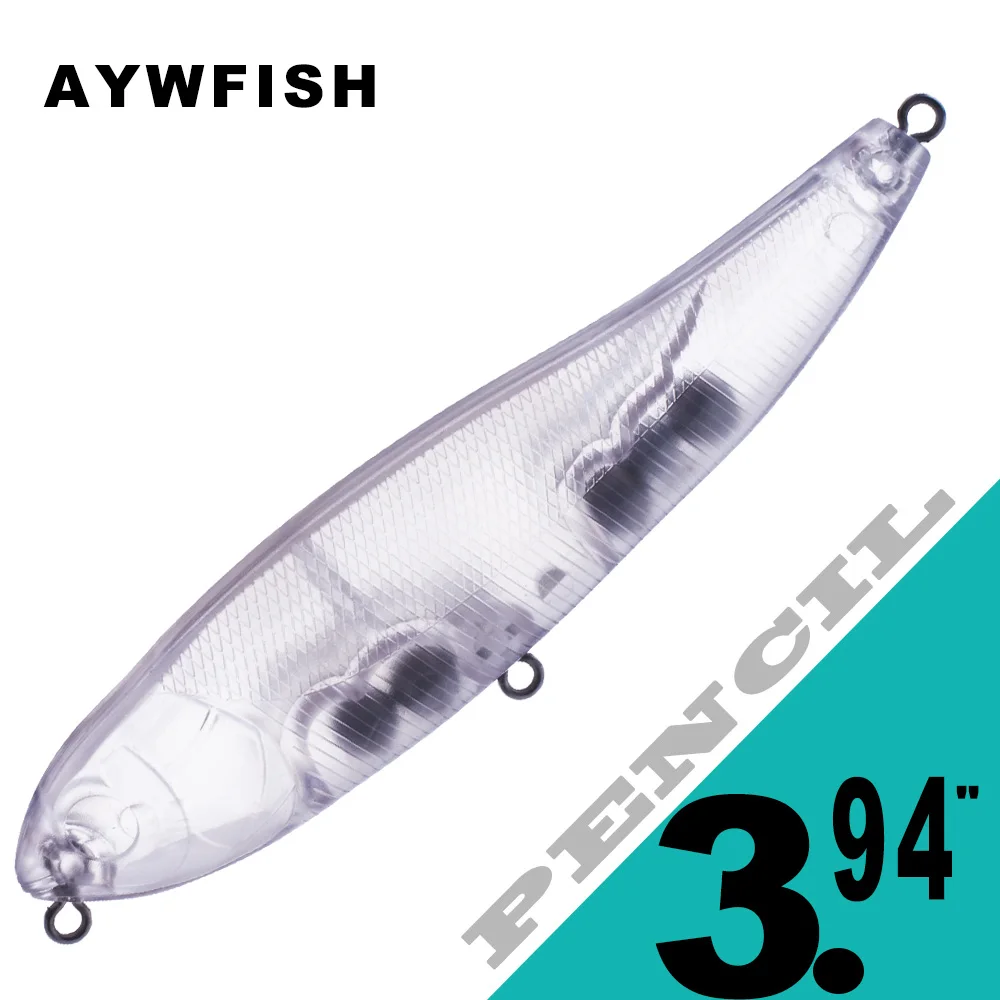 

AYWFISH 10-15PCS / Lot Unpainted Floating Bass Lure Hard Wobbler Pencil Bait Walking The Dog Artificial Fishing Blanks For DIY