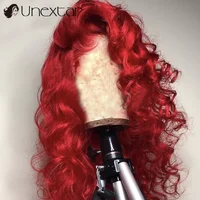 13x6 Red Color Lace Front Wig with Baby Hair 13x4 Loose Wave Brazilian Remy Hair HD Human Hair Wigs for Women