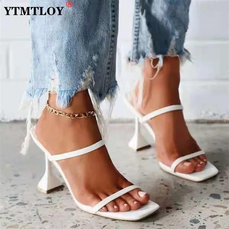 

Brand Women Summer Outdoor Sandal High Square Heel Flip Flop Ladies Women Slipper Elegant Women Slides Shoes Sandals White