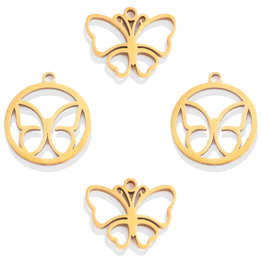 5pcs Stainless Steel Mini Butterfly Charms Girl DIY Necklace Earrings for Making Earrings Necklace Bracelet Jewelry Accessories