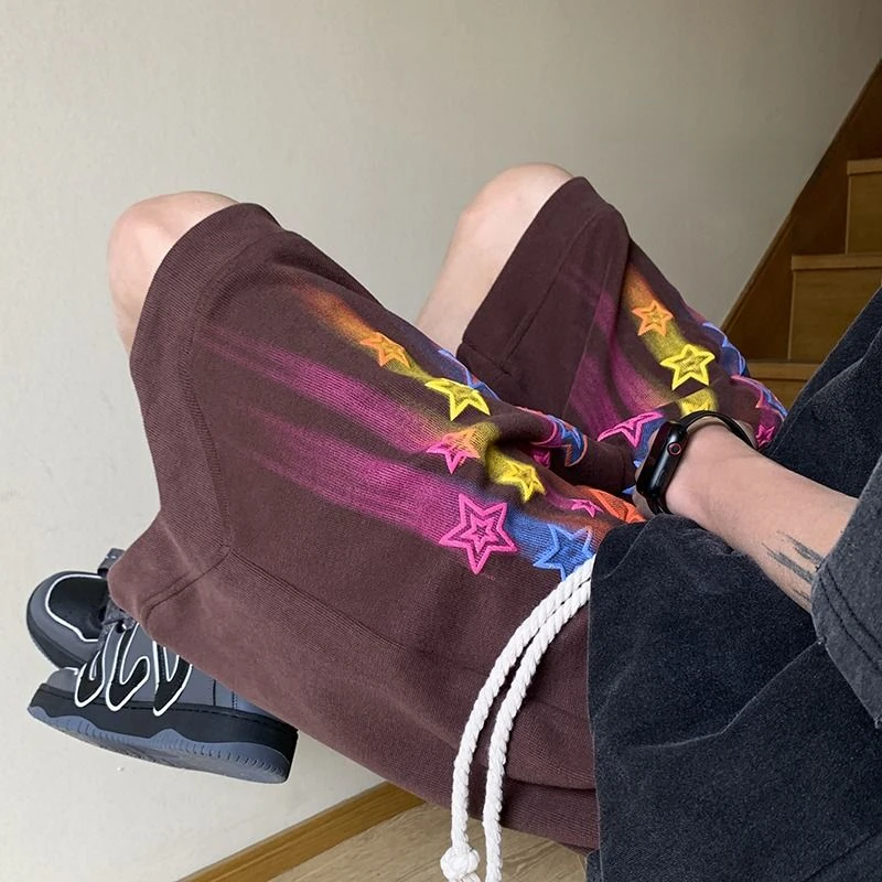 Hikigawa 2023 весенние женские брюки со звездами в стиле пэчворк с высокой талией