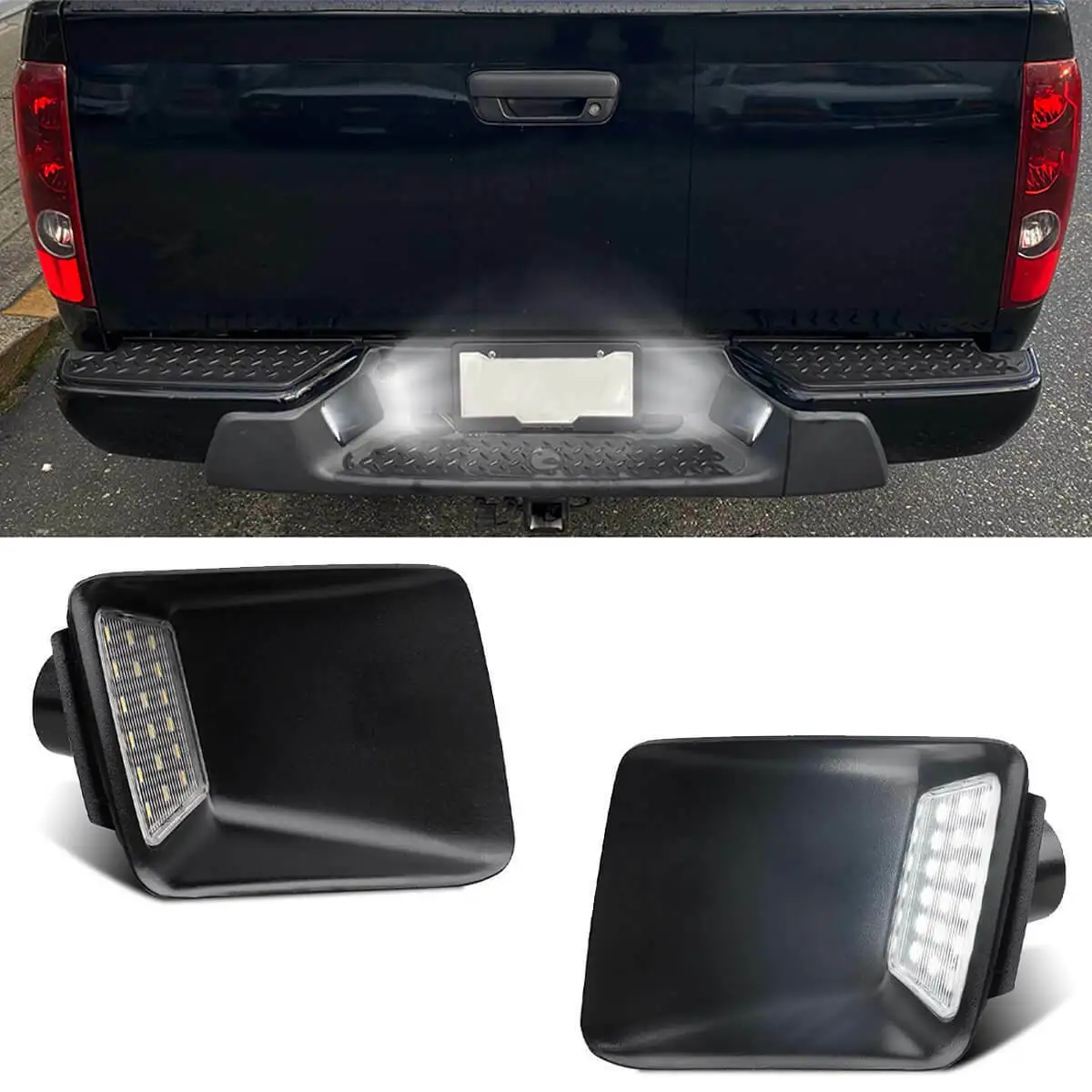 

LED License Plate Light Tag Lamp Assembly Compatible with 2004-2012 Chevy Colorado GMC Canyon Pickup, 6000K White, 1pair