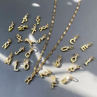 a z 26 letter name initials gold color charms diy earrings necklace designer charms jewelry making supplies micro pave cz phone