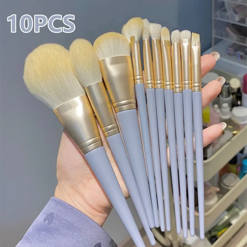 

10Pcs Soft Fluffy Makeup Brushes Set for cosmetics Foundation Blush Powder Eyeshadow Kabuki Blending Makeup brush beauty tool