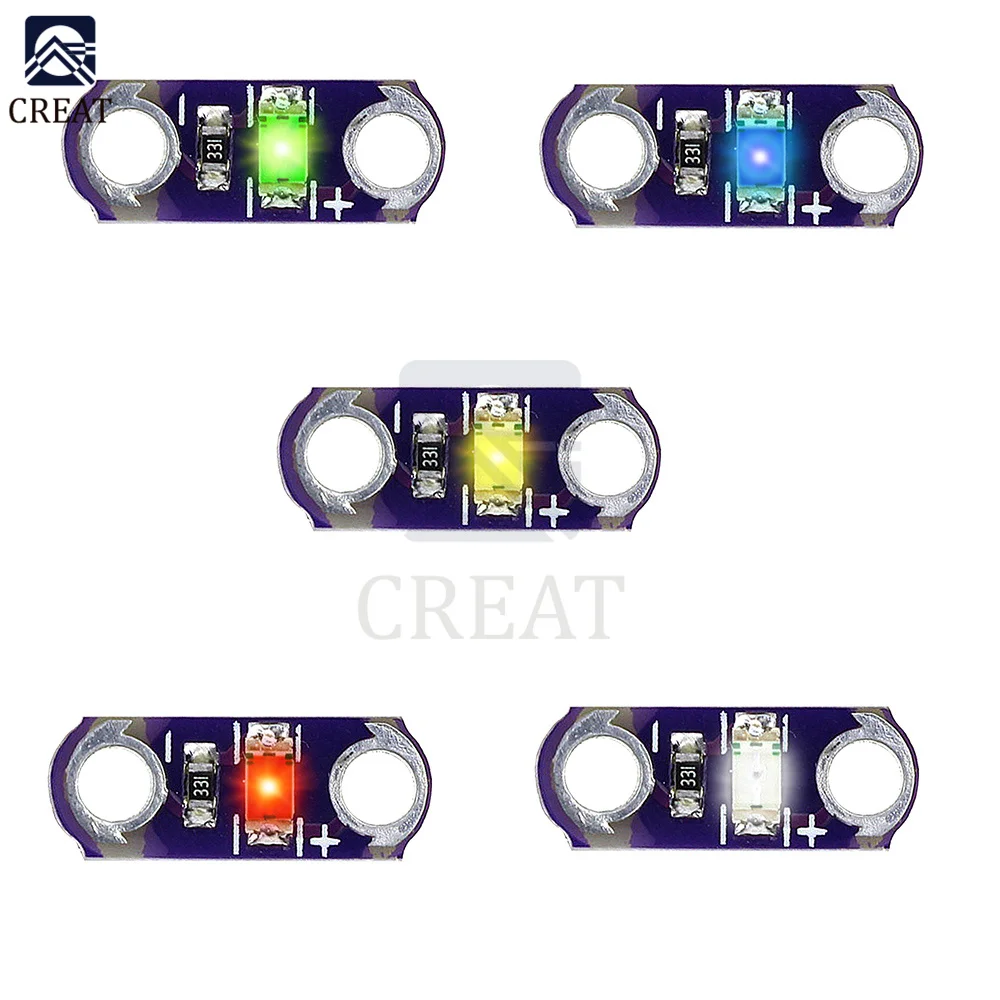 

5-20pcs lot LilyPad Led Yellow/Green/White/Blue/Red LED Light Module For Arduino DIY KIT 3V-5V SMD DIY Kits