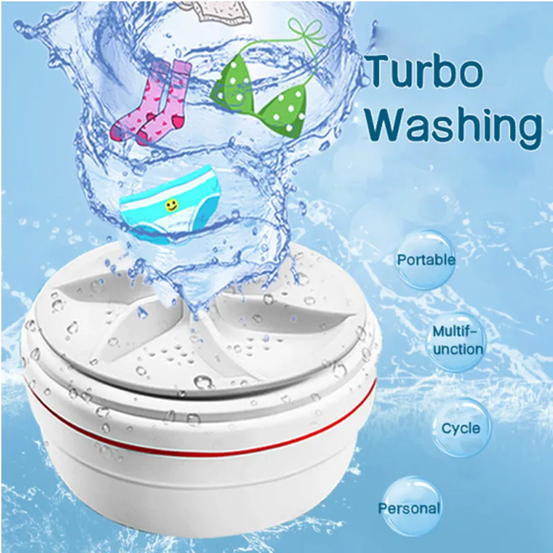 

2022 Ultrasonic Turbo Washing Machine Laundry Portable Travel Washer Air Bubble And Rotating Mini Washing Machine Mini Washing