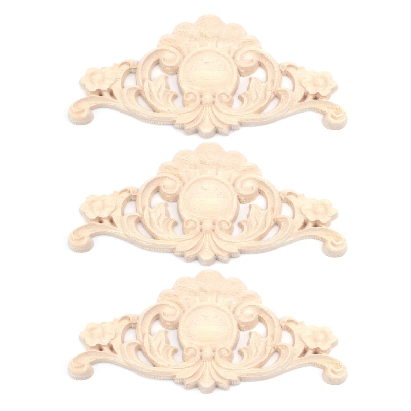 

3X Изысканная Классическая резиновая деревянная резная аппликация ретро мебель крафт Декор (Размер: 5) 18x8 см