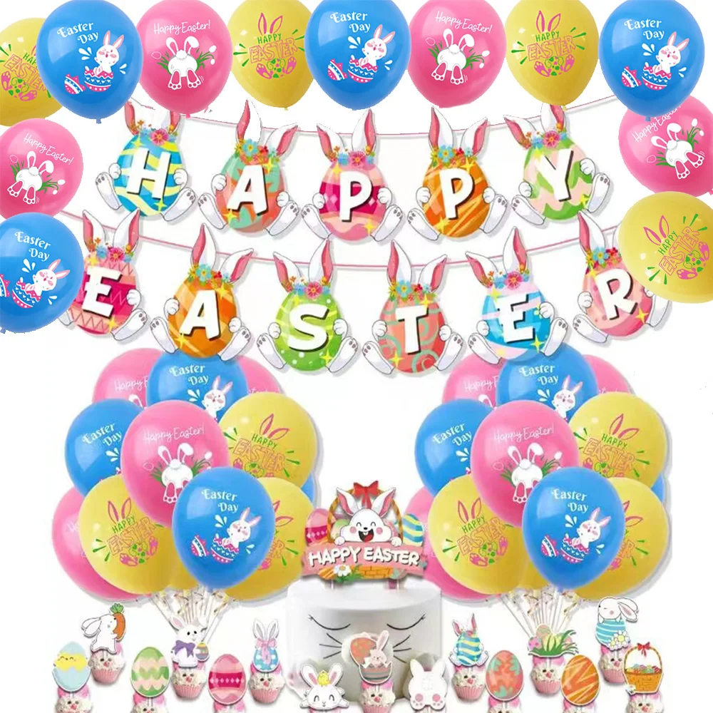 

15pcs 12inch Easter Bunny Rabbit Latex Balloon Easter Kids Birthday Girl Boy Party Decoration Animal Balloons Happy Easter 2024