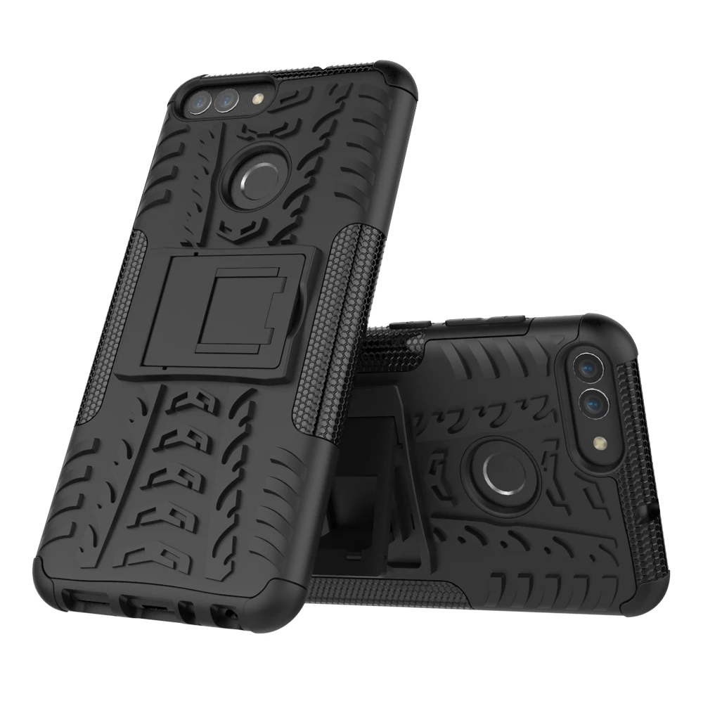 

For Cover Huawei P Smart Case enjoy 7s Armor Silicone Rugged Hard Plastic Cases for Huawei P Smart FIG-LX1 with Holder