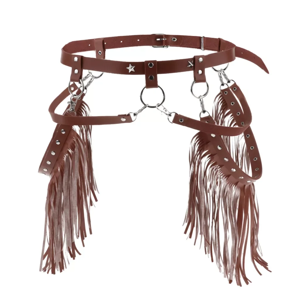 

Women Punk Garter Waist Belts With Fringe Tassel Skirt Belt Halloween