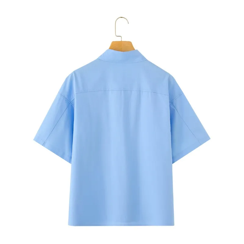 TRAFZR женская рубашка свободного покроя 2025 хлопковая с воротником на пуговицах и