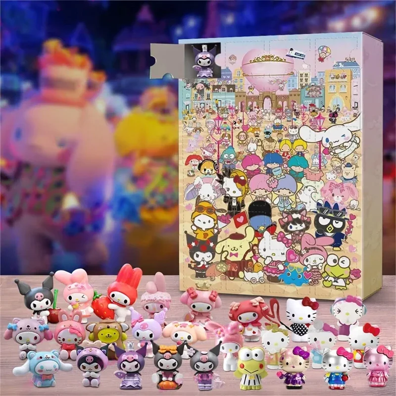 

Sanrio Christmas Advent Calendar Anime Box Cinnamoroll Hello Kitty Kuromi Melody Action Model Figure Christmas Gift Box Kids Toy