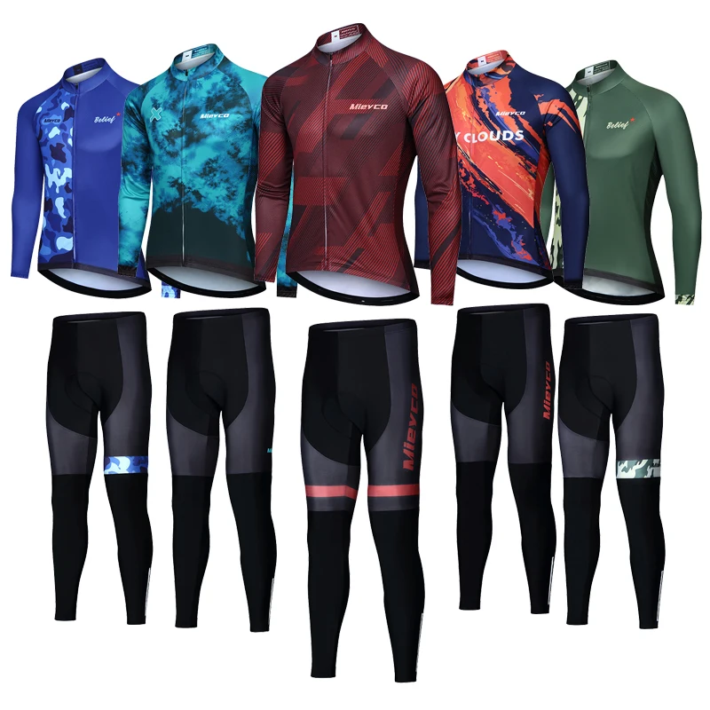 Spring Autumn Cycling Jersey Set Man Outfits For Bicycle Long Sleeve Mountain Bike Clothing Men's Tracksuit Sportswear Uniform