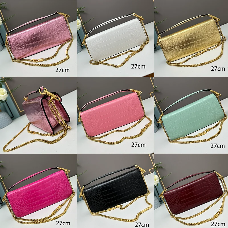 Women's Crocodile Leather Handbag Underarm Bag Fashion Shoulder Bag Chain Crossbody Bag Classic Square Bag Purse Banquet Bag