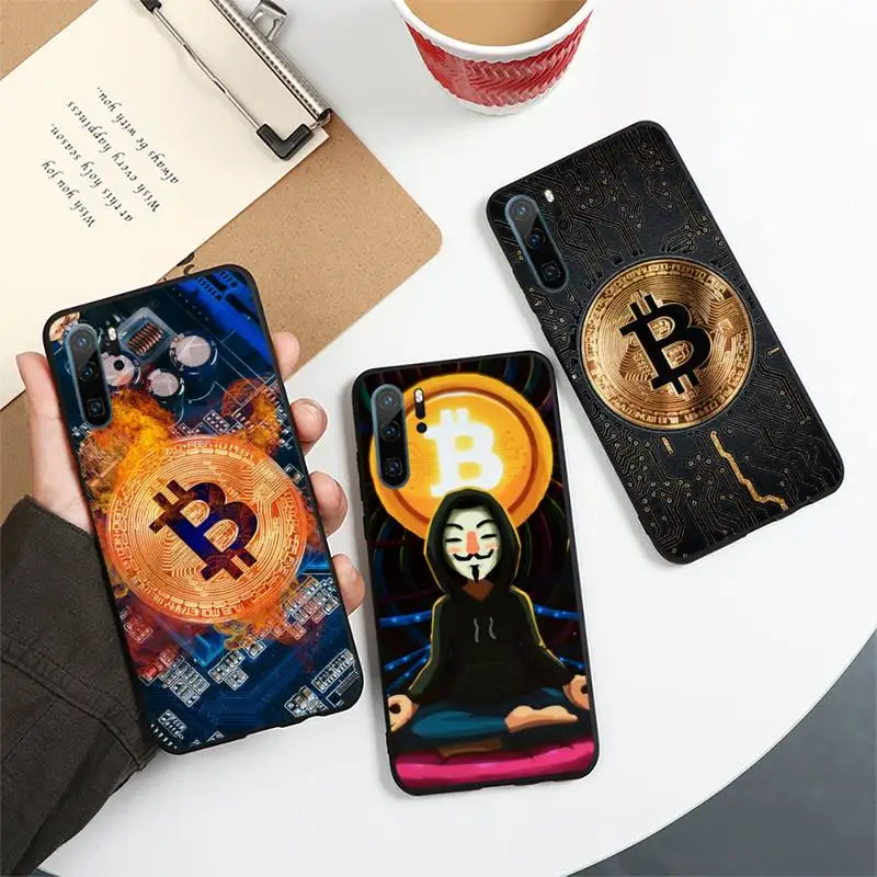 

I Love Accept Bitcoin pattern Phone Case For Huawei honor Mate 10 20 30 40 i 9 8 pro x Lite P smart 2019 Y5 2018 nova 5t