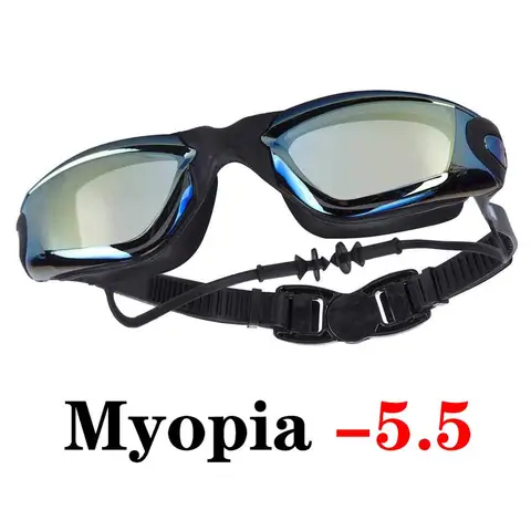 Очки для плавания при близорукости, затычки для ушей, противотуманные оптические мужские и женские профессиональные очки для плавания по рецепту, очки для бассейна, очки для дайвинга