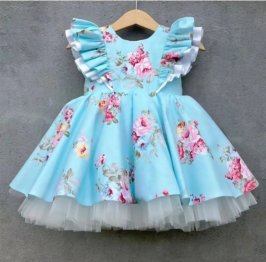 

Baby Girl Summer Floral Vintage Ball Gown Princess Dress for Holiday Casual
