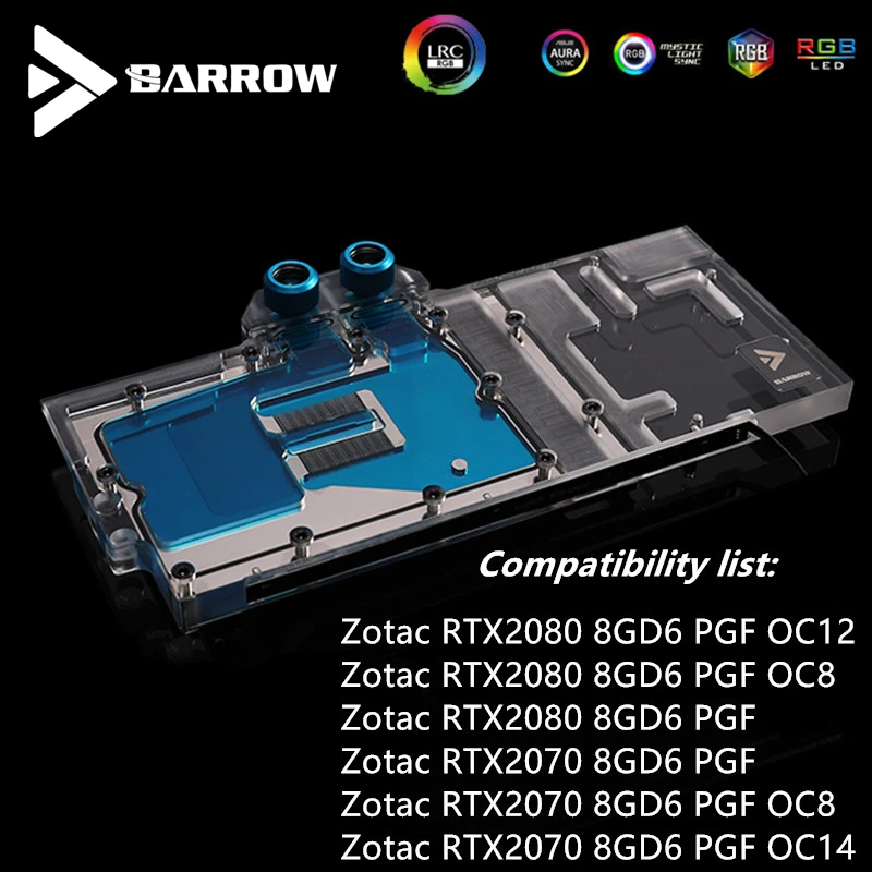 Barrow VGA блок для Zotac RTX2080/2070 8GD6 PGF OC12/OC8/OC14 GPU водяной с полным покрытием | Компьютеры и