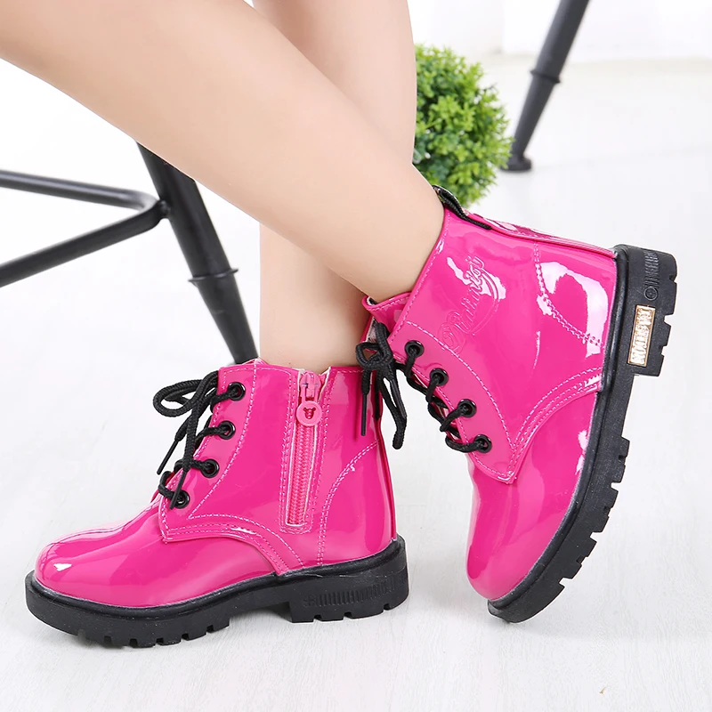 2023 New Children Shoes Boots for Children Size 21-37 Boots for Girl PU Leather Waterproof Winter Kids Snow Shoes Girls Boots enlarge