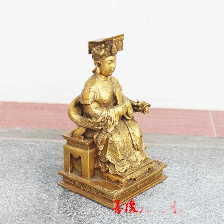 TOP GOOD HOME House Талисман Meizhou Mazu Goddess Matsu of the Sea FENG SHUI латунная художественная статуя 40