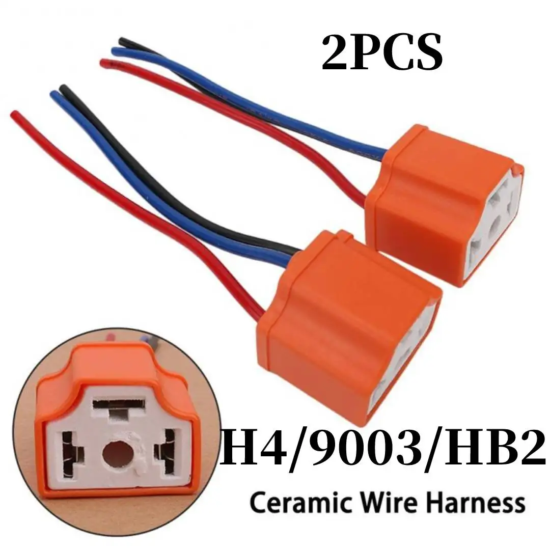 

2pcs H4/9003/HB2 LED Ceramic Wire Wiring Harness Connector Sockets Plug Adapter Socket Car Accessories For H4 Headlight Bulbs