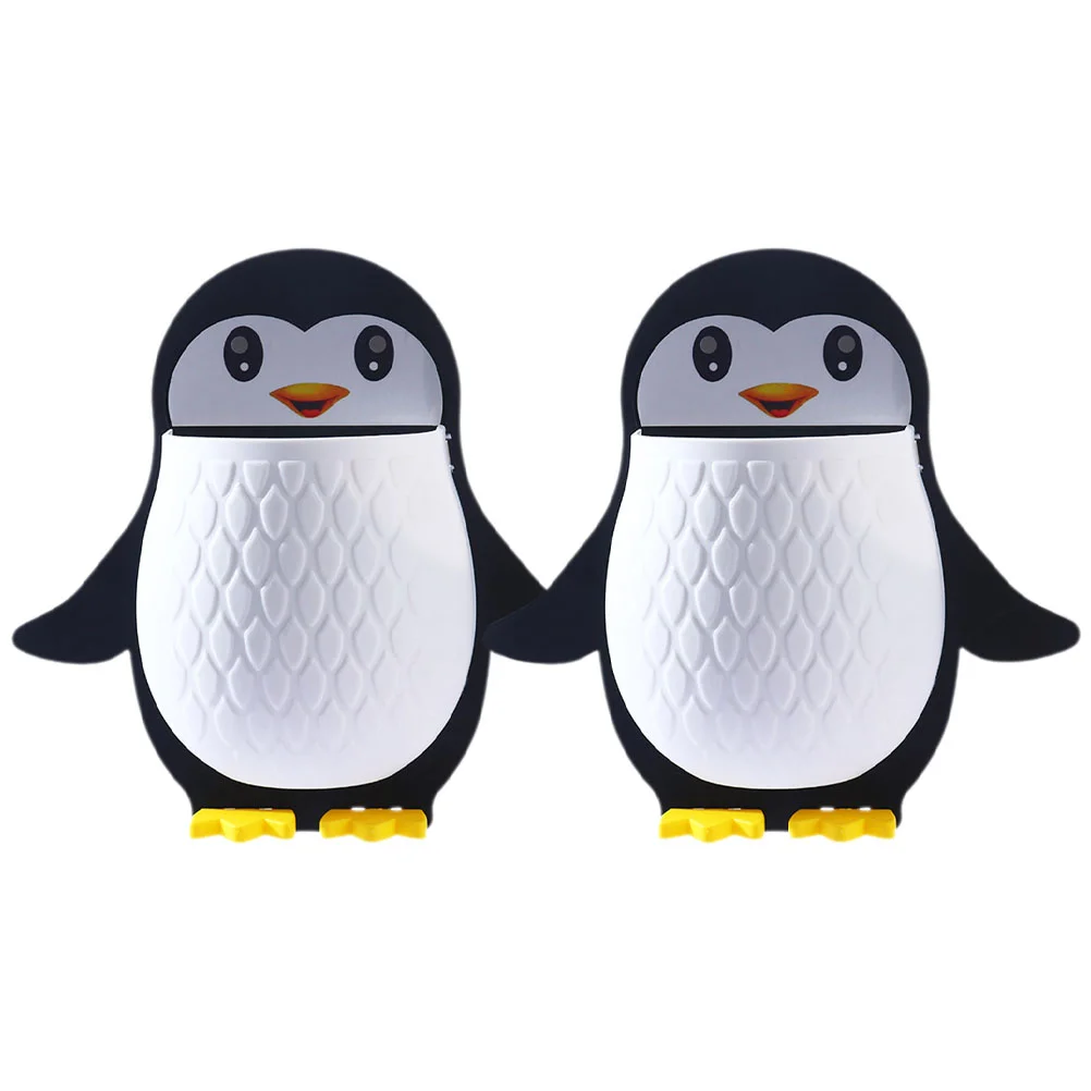 

2 Pcs Penguin Storage Box Wall Nightstand Mount Holder Rc Remote Office Organizer Television