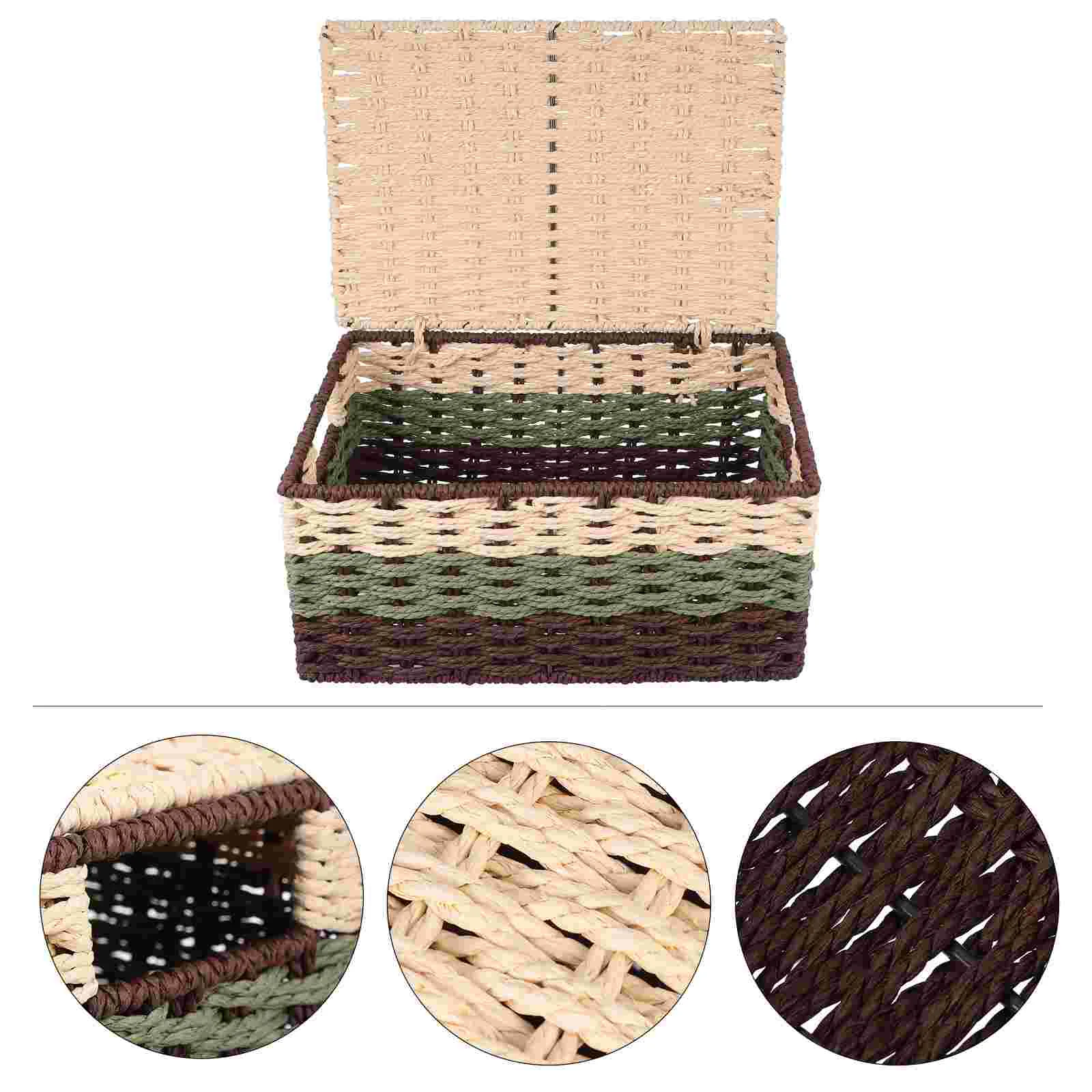 

Basket Storage Woven Baskets Wicker Rattan Binsseagrassservinglid Sundries Organizer Picnic Box Natural Water Fruit Hyacinth