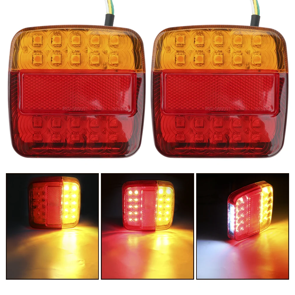

Turn Signal Indicator Rear Reverse Brake Stop Lamp Trailer Truck Caravan Taillight 26 LEDs Tail Light Number Plate Light 1 Pair