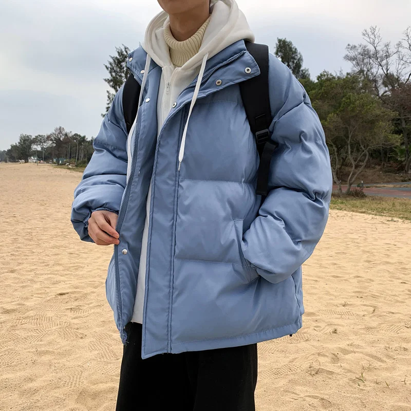 Fake Two Piece Hooded Parkas Men's Jacket Winter Down Coat Padded Jacket Thickened Warm And Loose Ins Tide Brand Couple Cotton