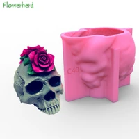 rose skull diy 3d pen holder flower pot silicone mould succulent small flower pot resin mould silicon molds for resin art