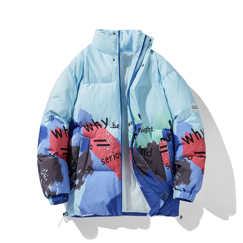 Couple Clothes Mens Fashion Printed Versatile Stand Collar Casual Cotton Jackets Youth Outdoor Sports Winter Warm Jacket Men