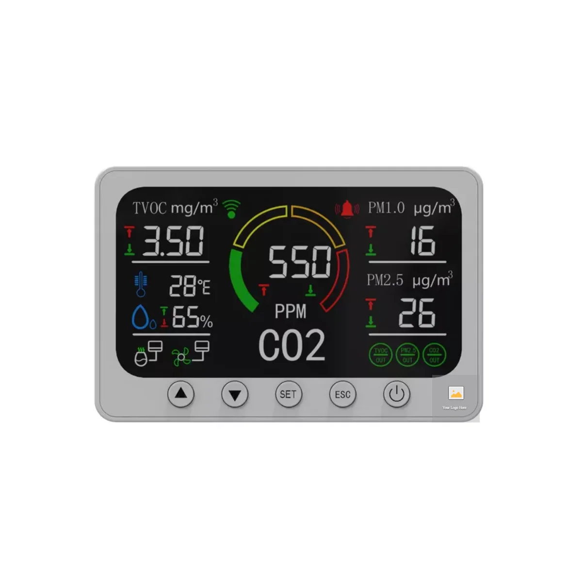 

2021 Tuya smart wifi wall mounted CO2 meter TVOC IoT controller with NDIR sensor portable multi gas detector detecteur co2