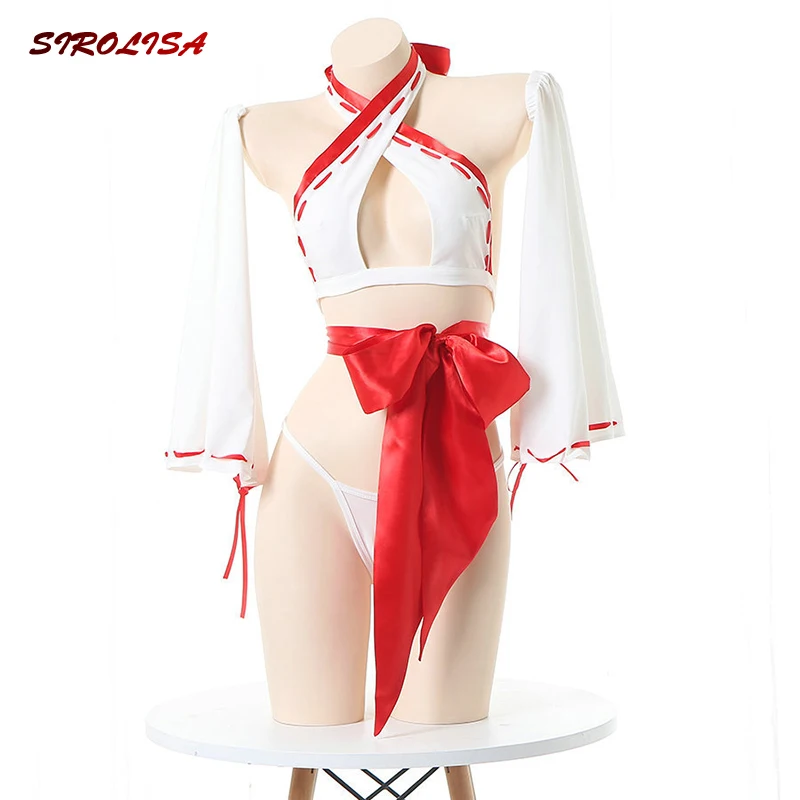 

SIROLISA, японская Униформа ведьмы, красное кимоно, одежда, сексуальная женская юбка, аниме горничная, костюмы для косплея, милый костюм
