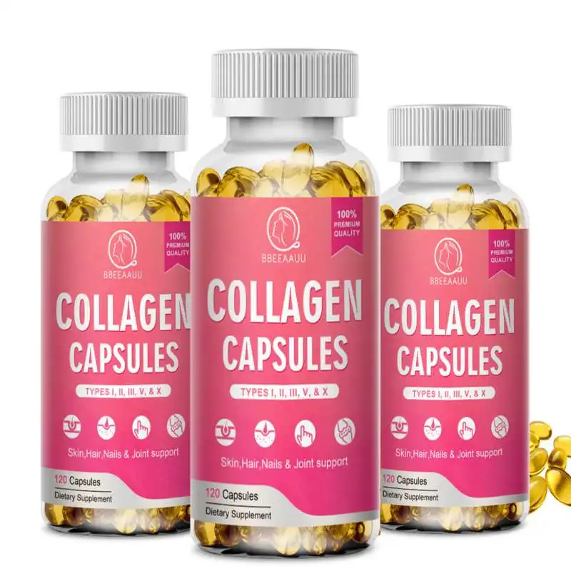 

Free Shipping Protein Collagen Capsules Whitening Anti-wrinkle Anti-aging Supports Hair&Nail Growth Beauty Health Food Skin Care