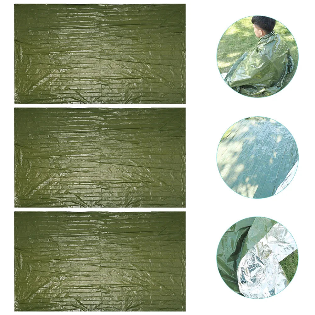 

3 Pcs First Aid Thermal Blanket Rescuing Survival Outdoor Keep Warm Blankets Emergency Kits Portable Tool Survive Windproof