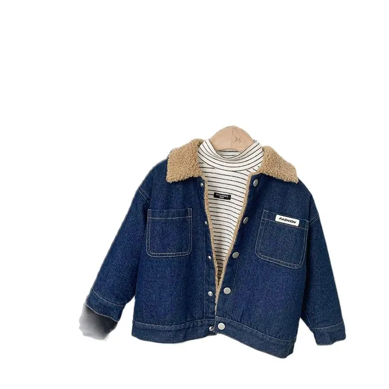 Осенне-зимняя модная универсальная детская джинсовая куртка новинка 2022